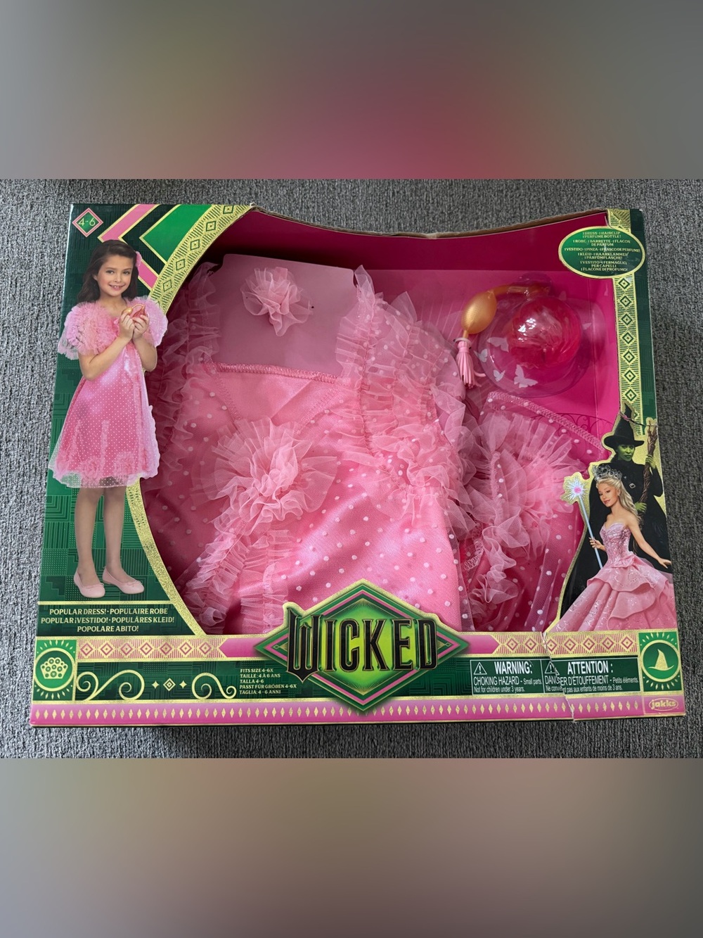 Wicked Glinda 4-6 Girls Play Costume Dress with Perfume Puffer - or Halloween!!